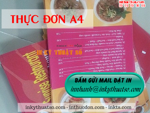 Bam gui email dat in thuc don A4 voi Cong ty TNHH In Ky Thuat So - Digital Printing 
